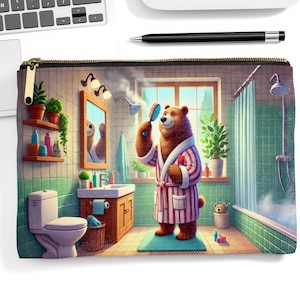 Adorabile borsa per il trucco da bagno a forma di orso - pochette per cosmetici, organizer da viaggio, custodia con cerniera, grazioso regalo per donne, ragazze e amanti della bellezza