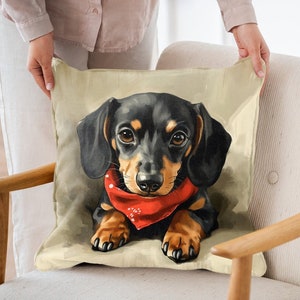 Dachshund Pillowcase: Double-Sided Cotton Linen Cushion Cover