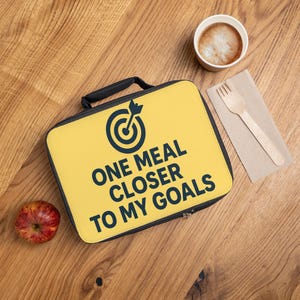 Bolsa de almuerzo motivacional: Una comida más cerca de mis metas, bolsa para preparar comidas, lonchera para fitness, bolsa de gimnasio, accesorio para una alimentación saludable