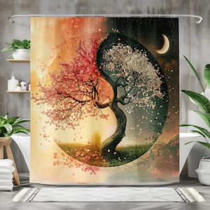 Yin Yang Tree Shower Curtain: Zen Bathroom Decor