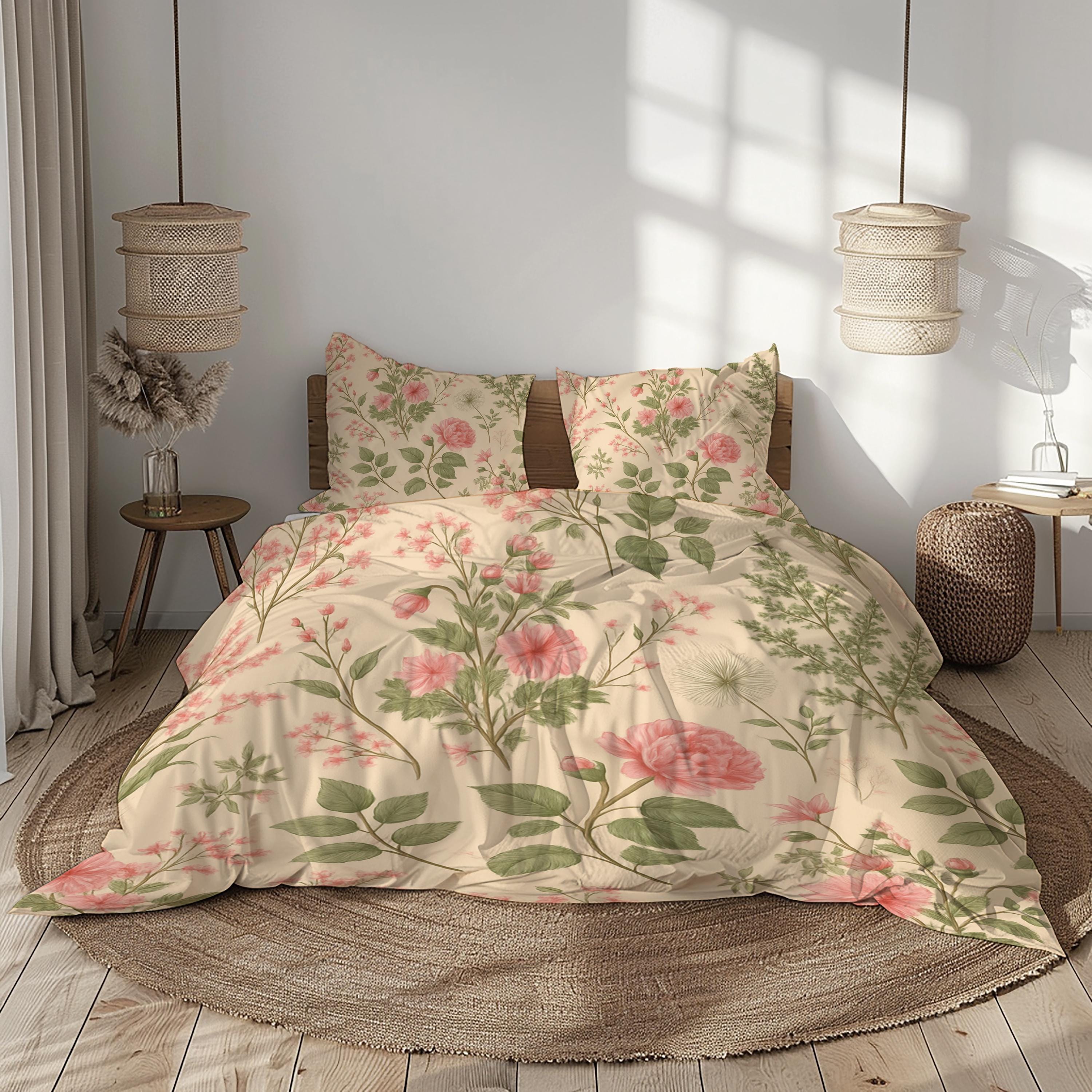 Jupe De Lit Vintage Cannon Bleu Et Blanc Floral - Taille Double + 2 Shams