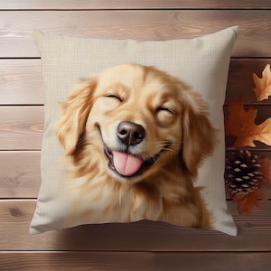Funda de almohada para perro en varios tamaños, impresión a doble cara, adorable cojín con diseño de golden retriever para decoración del hogar o de los amantes de las mascotas