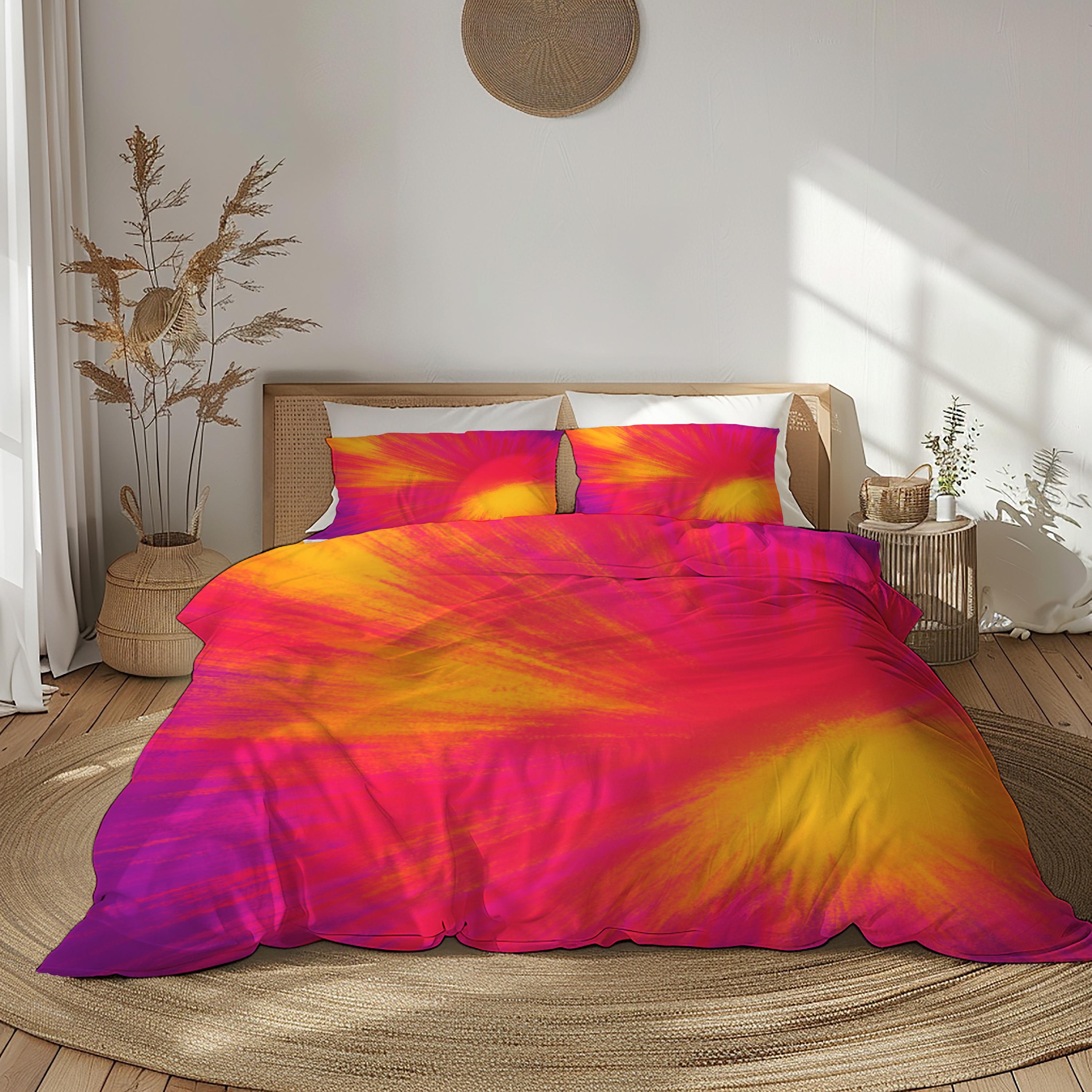 レトロな花柄寝具セット：黄色、オレンジ、赤の花柄布団カバー - Etsy 日本