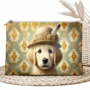 Borsa per il trucco vintage per cani - Elegante astuccio per cosmetici, custodia con cerniera, organizer da viaggio, regalo perfetto per donne, ragazze e amanti degli animali