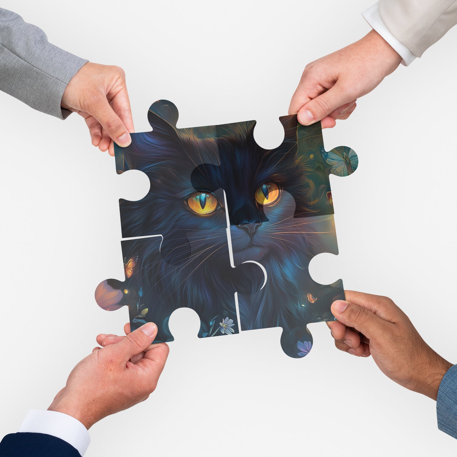 Puzzle De Madera Con Forma De Gato Para Pintar Y Marco De Fotos | Set Con Lápices