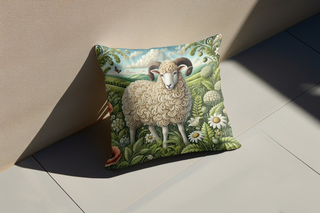 Funda de almohada de oveja caprichosa: decoración rústica de lino