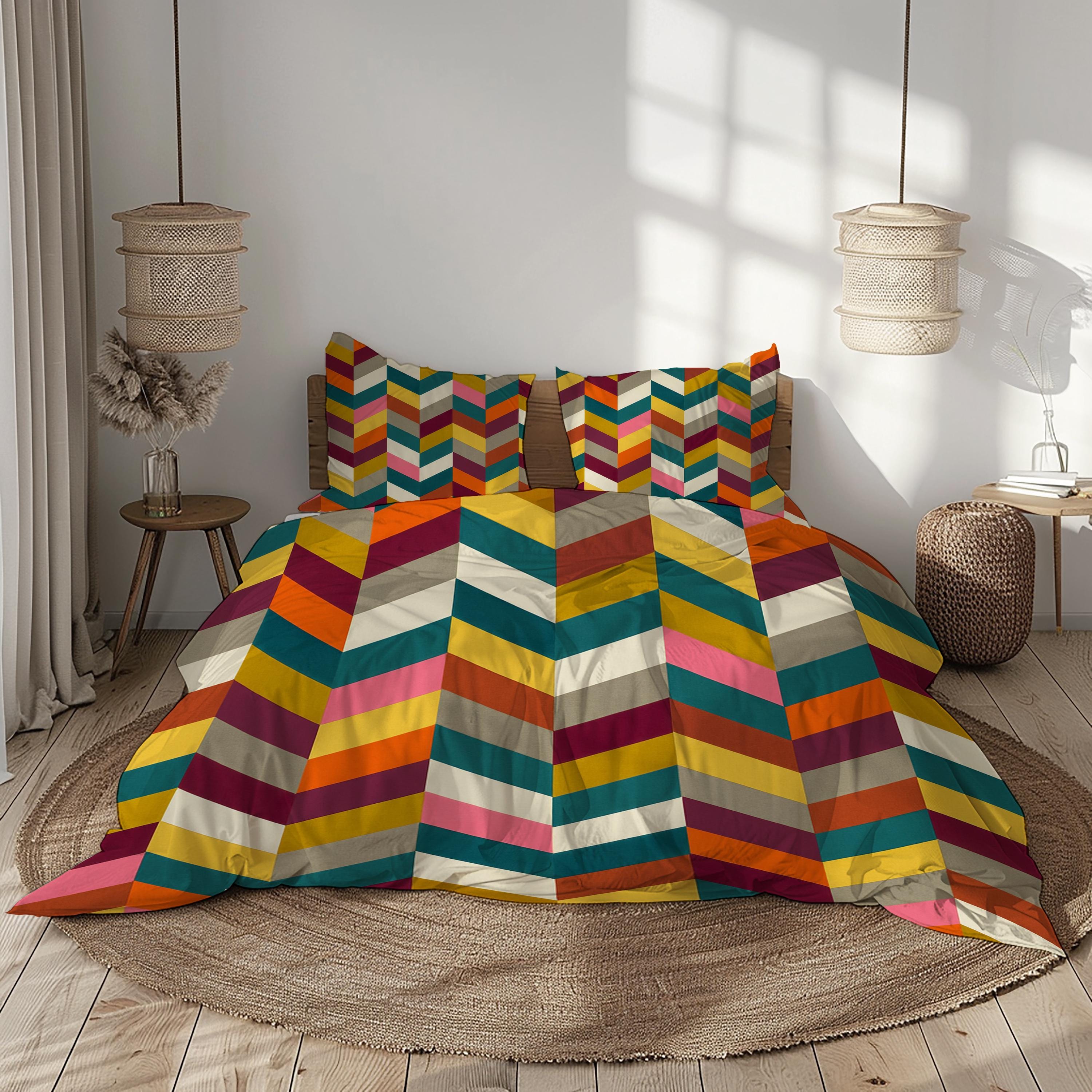 Housse De Couette 200X200 Cm Arc-En-Ciel, Parure De Lit 2 Personnes