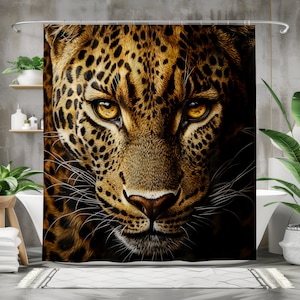 Leopard Shower Curtain: Waterproof Jungle Animal Print Bathroom Decor