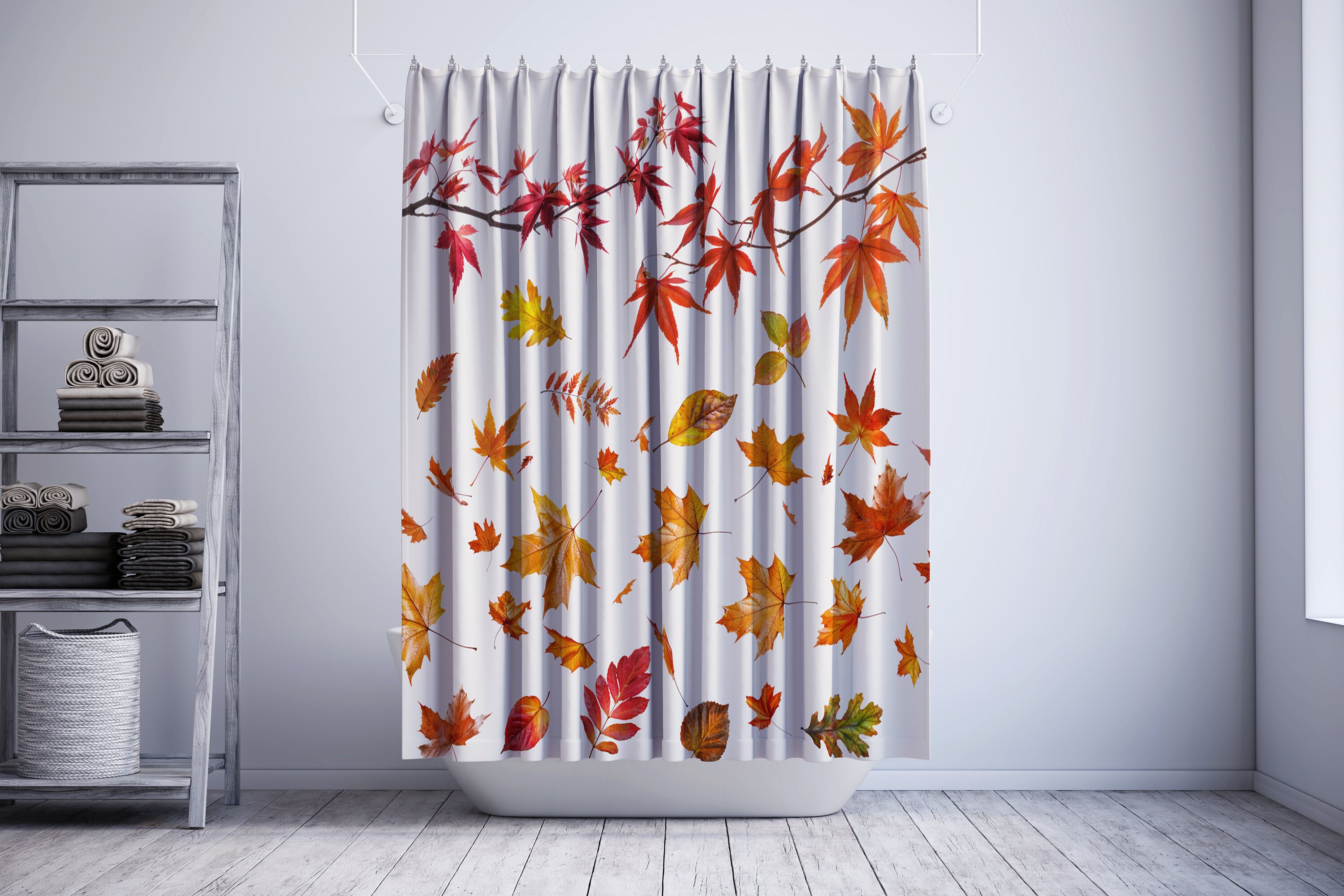 Elegant Autumn Leaves Shower Curtain, Perfect Fall Bathroom Decor, High ...
