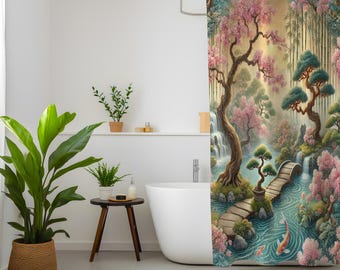Bloem en vogels douchegordijn antieke Aziatische bloemen traditionele Chinese inkt schilderij badkamer decoratie polyester stof met haak 240Wx180Lcm