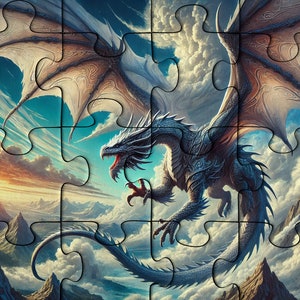 Dragon Fantasy Wooden Jigsaw Puzzle: Mythical Adventure Gift