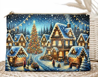 Borsa con cerniera del villaggio di Natale: organizer per le