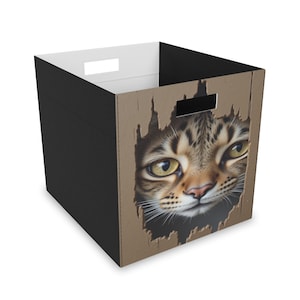 Dekorative Filz-Aufbewahrungsbox mit Katzendesign, niedlicher Haustier-Organizer, Katzenliebhabergeschenk, Wohnkultur, Kinderzimmeraufbewahrung, einzigartiges Katzendekor