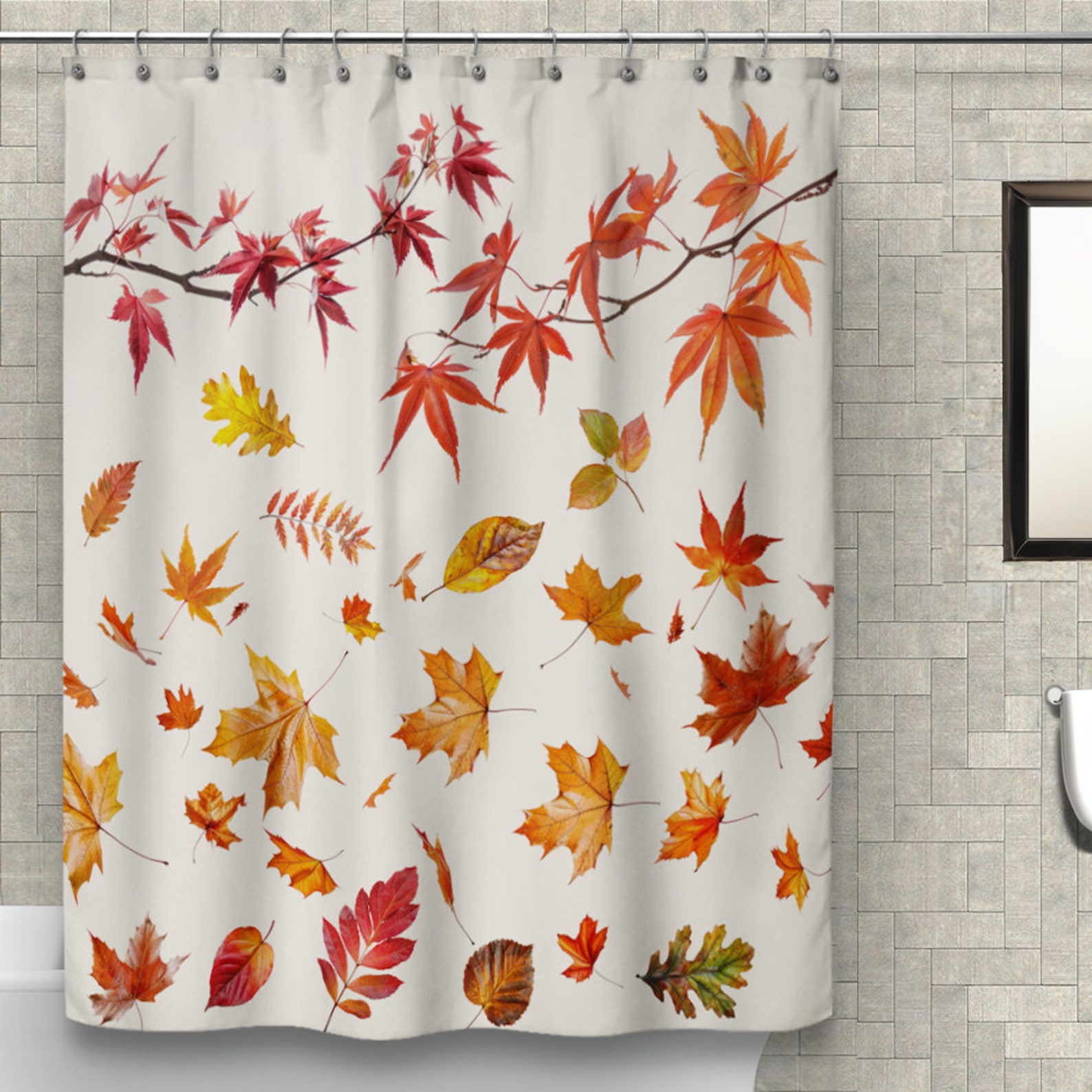 Elegant Autumn Leaves Shower Curtain, Perfect Fall Bathroom Decor, High ...