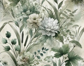 花柄掛け布団カバーセット：緑の植物園風寝室装飾 - Etsy 日本