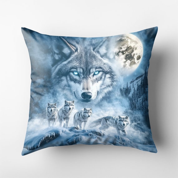 オオカミカーテン野生動物灰色オオカミの森満月銀河星クールデザインカーテンリビング用断熱ルーム暗幕W 63×L63