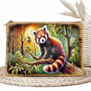 Red Panda Makeup Bag, Cute Animal Cosmetic Pouch With Zipper, Artistic Toiletry Organizer, Waterproof Travel Bag, Gift For Her Or Him