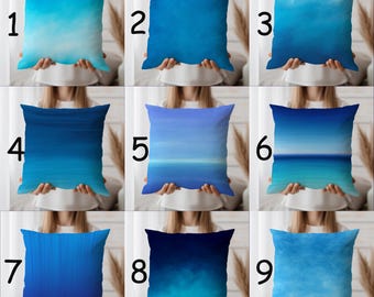 Funda de cojín decorativa con degradado azul degradado, moderna y decorativa para sofá o dormitorio.