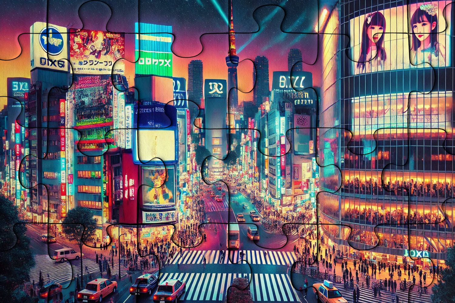 Shibuya Crossing Wooden Jigsaw Puzzle: Tokyo Nightlife Gift - Etsy