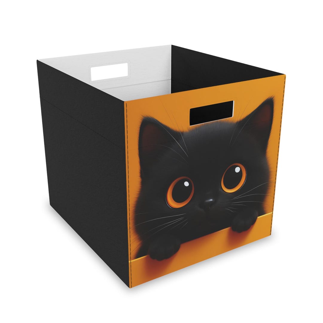 Charming Cat Felt Storage Box | Cute Organizational Container, Pet ...