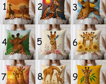 Giraffe Kissenbezug – süsser Tier Kissenbezug für Kinder & Kinderzimmer – zauberhaftes Safari-Kissen in 9 skurrilen Designs