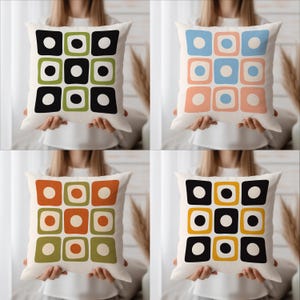 Mid Century Modern Geometric Pillow Cover Retro Mod Throw Pillow Abstract Square Pattern Cushion Minimalist Home Decor