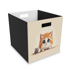 Cute Cat & Mouse Storage Box, Kids Room Organizer, Nursery Decor, Playroom Storage, Pet Lover Gift, Cartoon Style