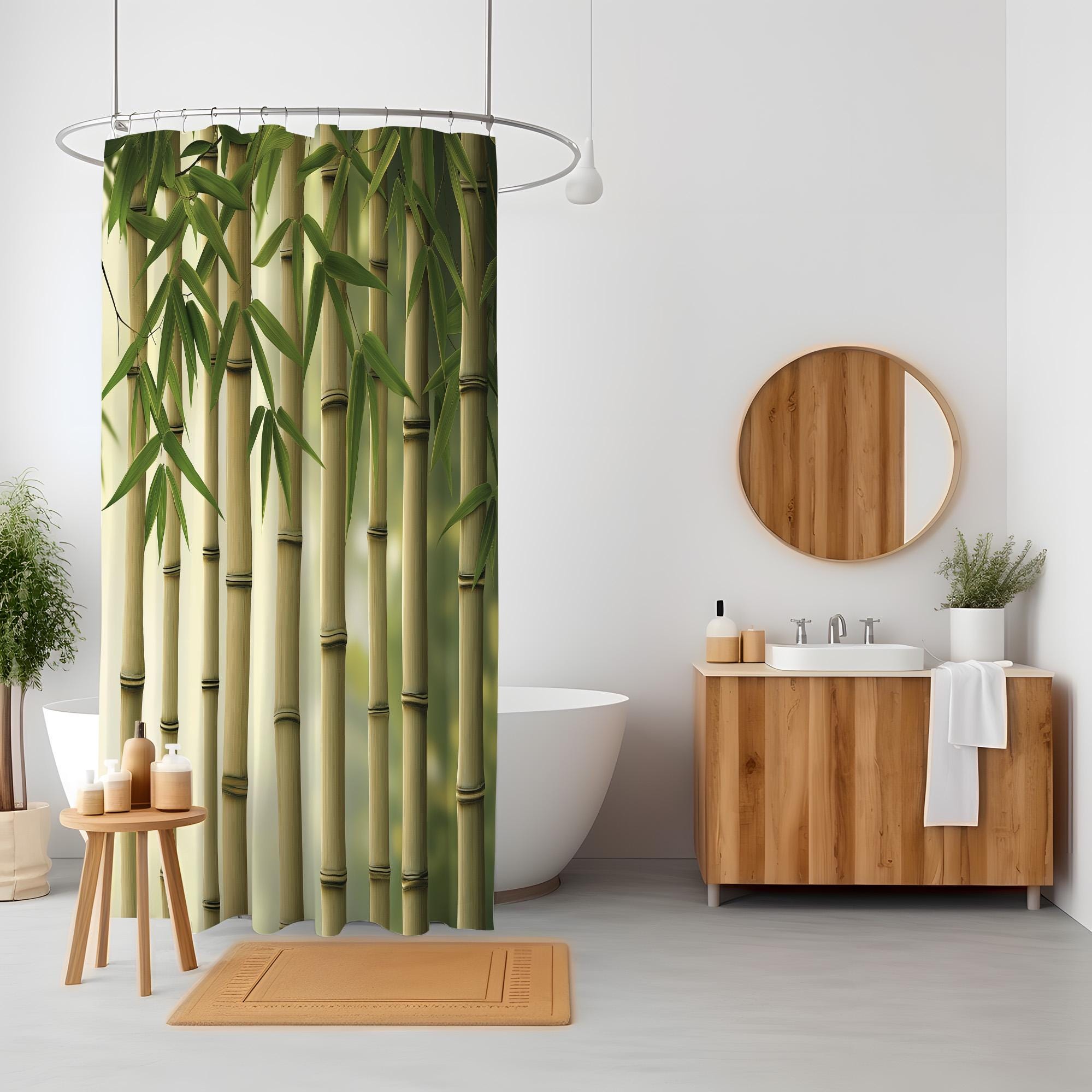 Tenda Doccia Zen, Tenda Doccia Antimuffa 200x200 Tende Doccia 3D Calcolo Fiori Poliestere Tessuto Impermeabile Decorativo Tenda da Bagno, con Ganci Plastica