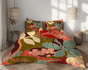 Abstrakte Blumen Bettwäsche Set Boho Botanische Bettwäsche Modernes Schlafzimmer Dekor