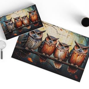 Wooden Jigsaw Puzzle for Adults - Owl Family Design - 200, 300, 500, 1000 Pieces - Nature Puzzle in Box with Artwork