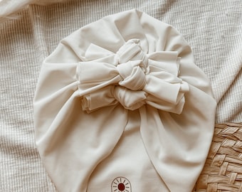 CREAM SWIM turbante per bambini, turbante con fiocco disordinato, fascia per capelli per bambini, turbante con nodo, turbante neonato, disordinato ora, regalo per bambini