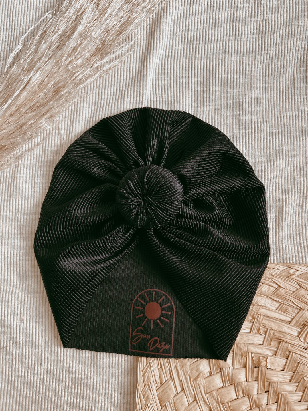 Swim BLACK Ribbed Baby Turban, Messy Now Turban, Baby Headwrap, Knot