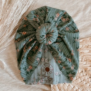 DALIAH floral baby turban - messy bow turban, baby head wrap, knot turban, newborn turban, messy bow, baby gift
