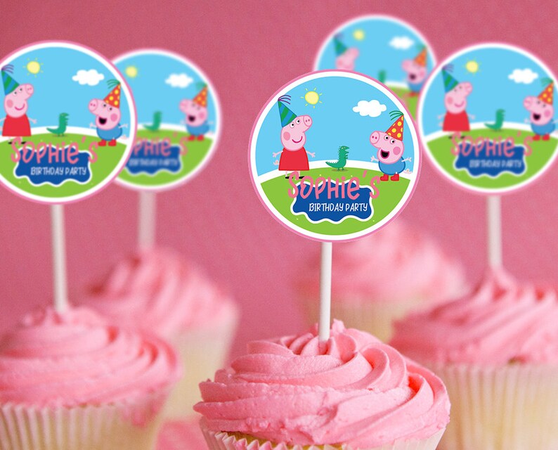 Peppa Pig Party Supplies Peppa Pig Cupcake Toppers Peppa | Etsy