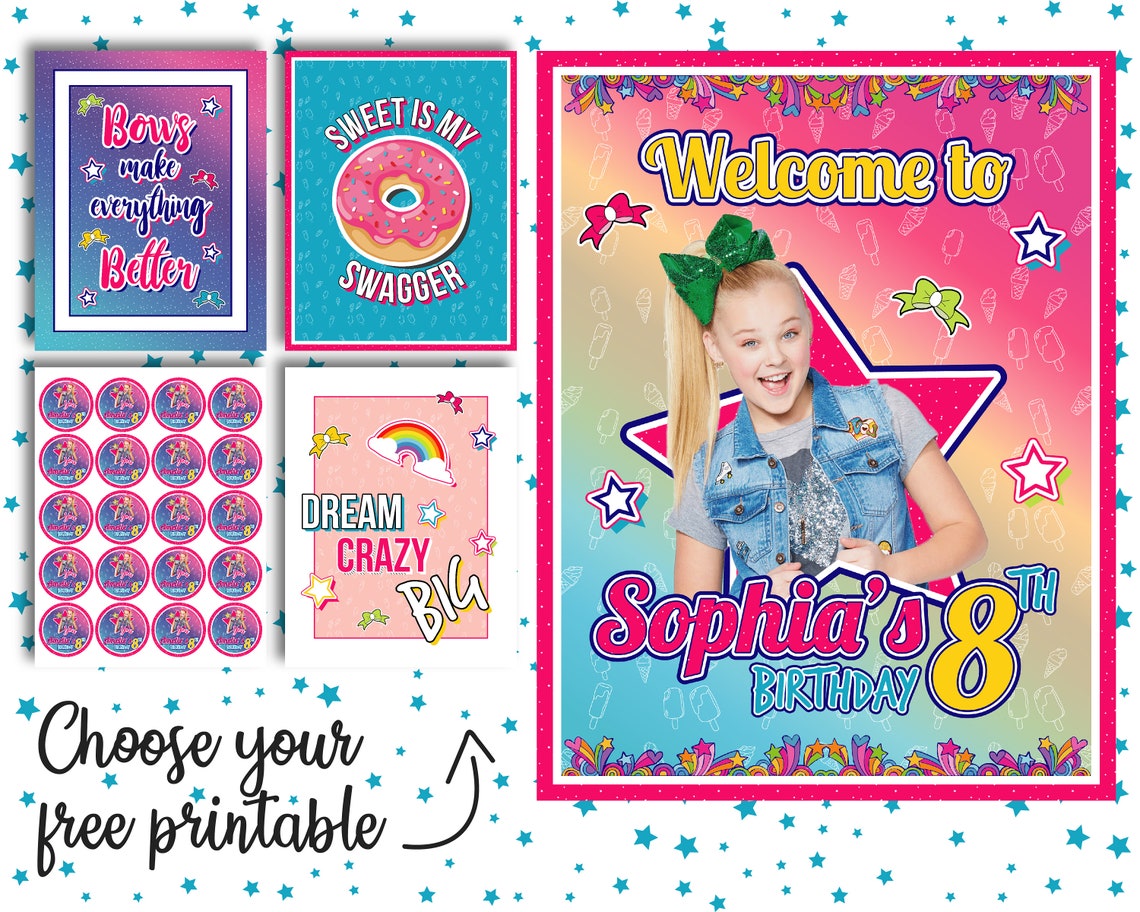 Jojo Siwa Party Signs PLUS Free Gift Jojo Siwa Birthday | Etsy