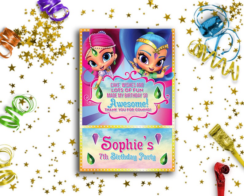 Shimmer and Shine Birthday Card Shimmer and Shine Party | Etsy