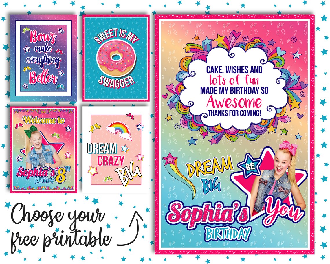 Jojo Siwa Party Thank you Card Jojo Siwa Birthday Card | Etsy
