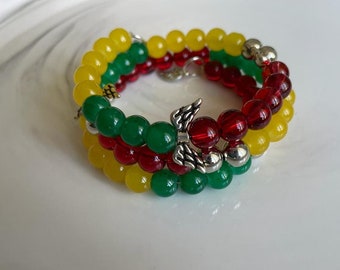 Memory wire bracelet with Angel Charms