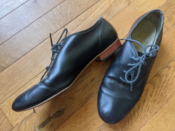 Black leather granny shoes - Gem
