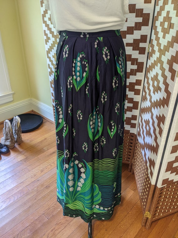 Blue vintage patterned maxi skirt - image 5