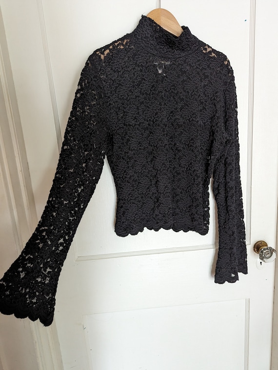 Lace long bell sleeve top