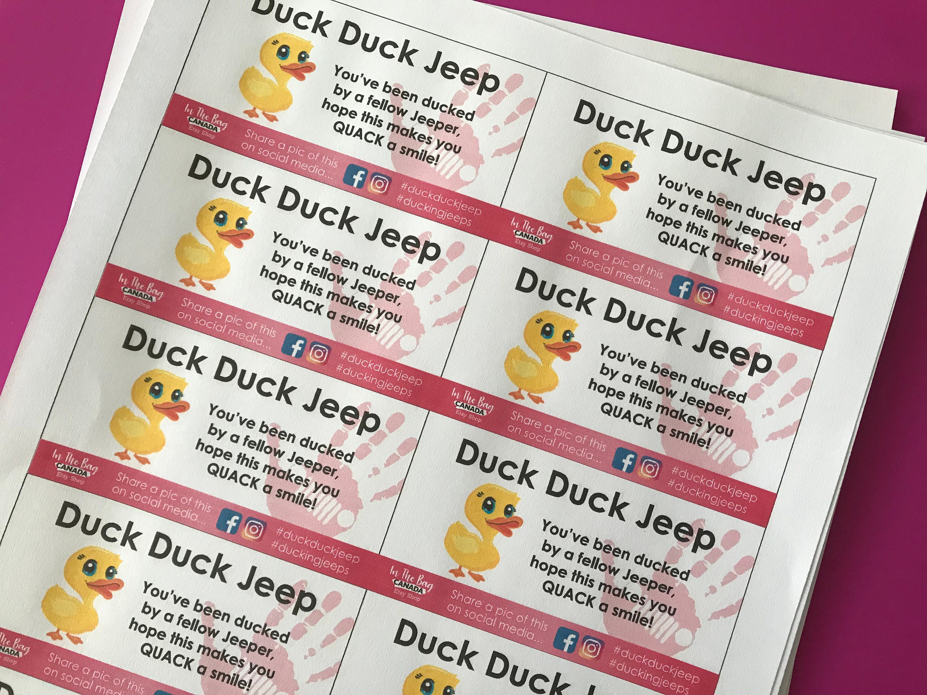 Duck Duck Jeep Tag Printable Download/ Duck Jeep Tag/ - Etsy