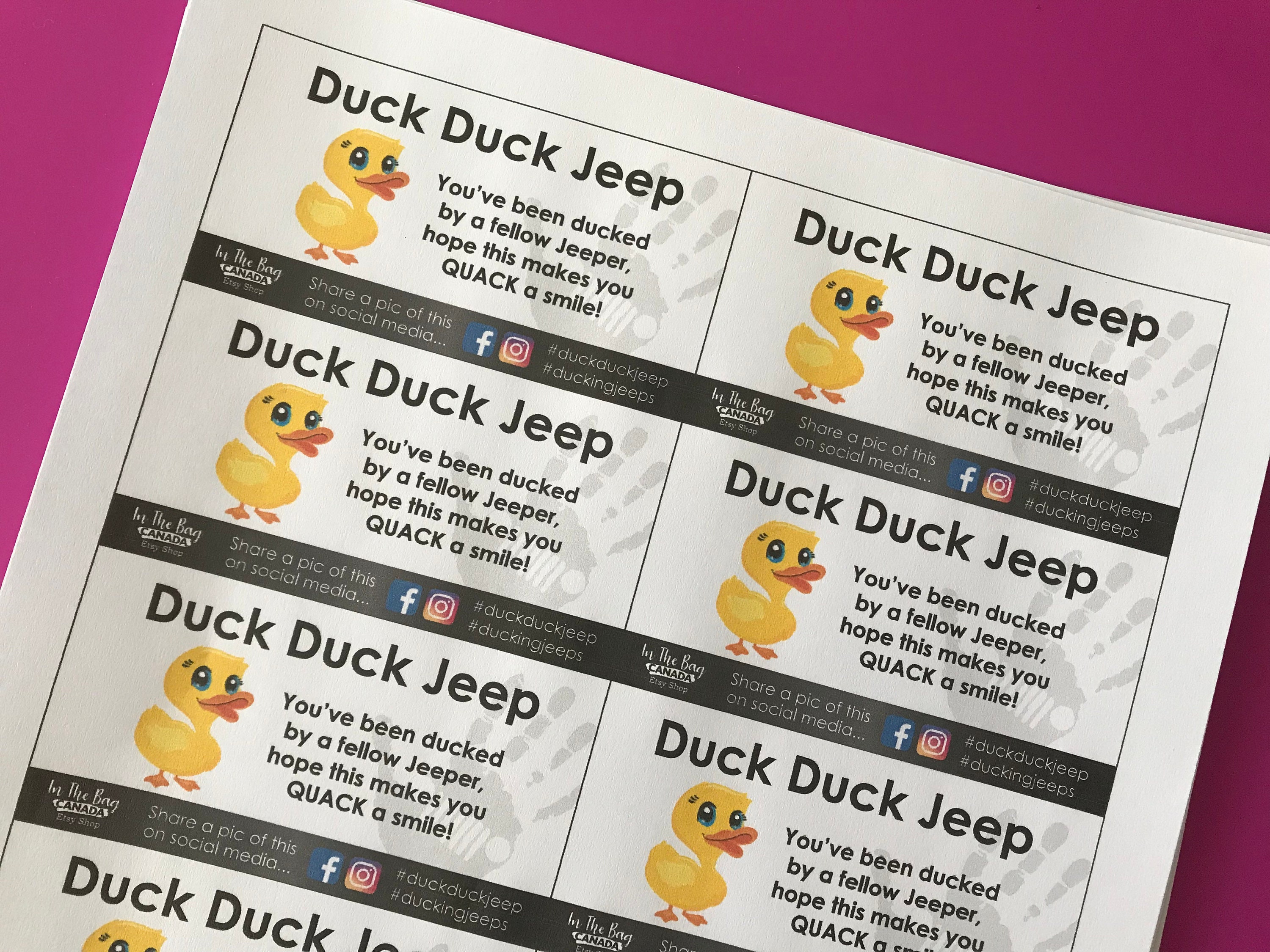 Duck Duck Jeep Tag Printable Download/ Duck Jeep Tag/ - Etsy