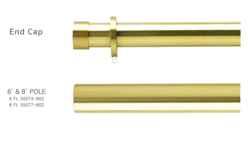 Brass Curtain Rod Custom Cut Lengths 1 3 8 Diameter Dry Hardware Gold Extra Long Lucite Finial