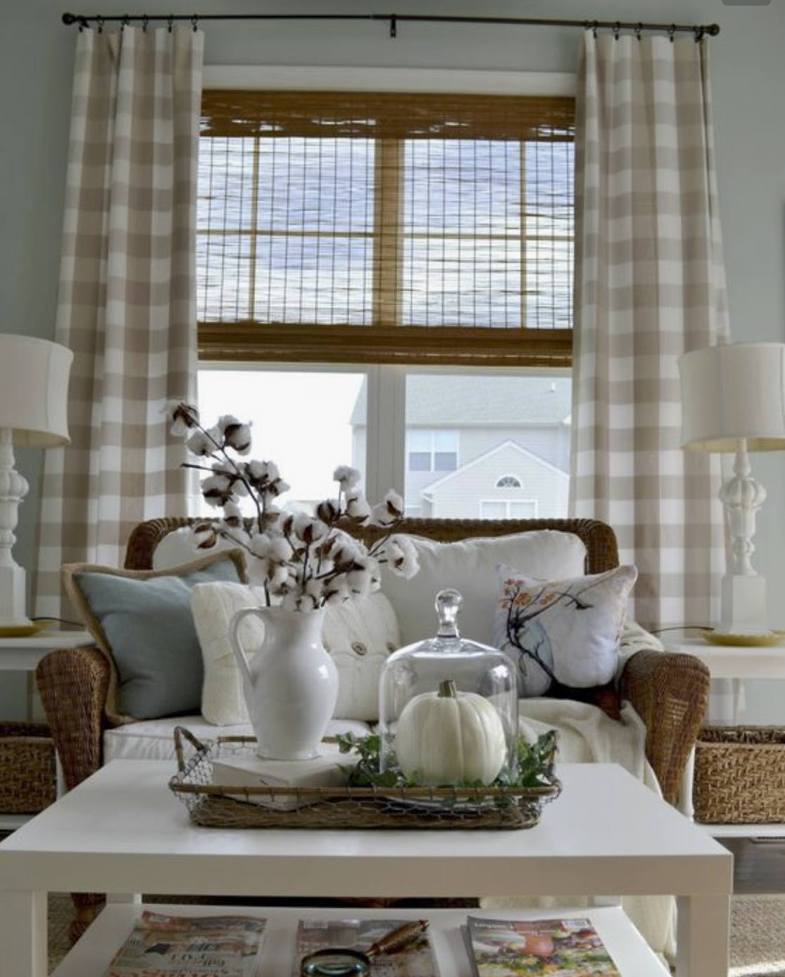 Beige Buffalo Check Drapes Curtains Tan Ecru Custom Lengths