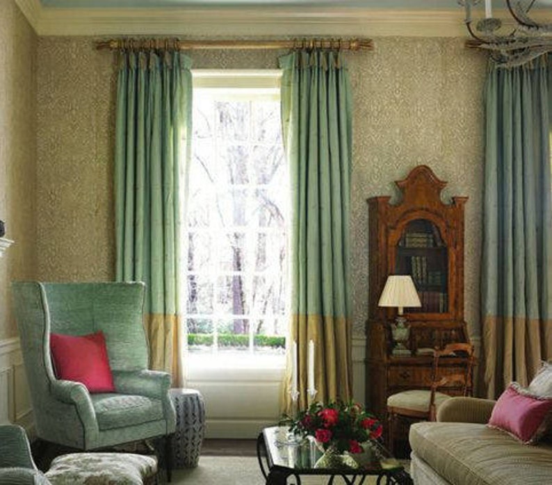 Color Block Drapes Curtains Custom Lengths Extra Long Extra Etsy