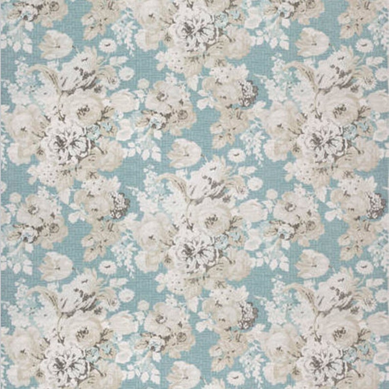 Blue Floral Curtains Blue Large Floral Print Curtains Thibaut Etsy