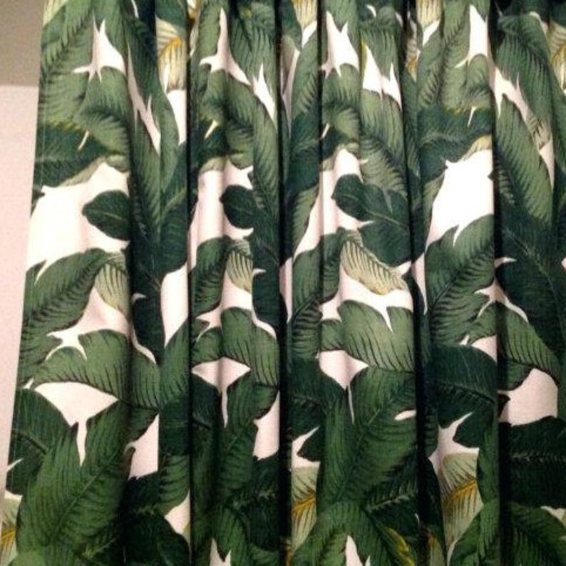 Palm Leaf Shower Curtain Banana Fabric Tropical Jungalow Image 0
