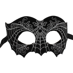 Black Velour and Silver Glitter Masquerade Mask, Masquerade Ball & Party Mask, Halloween Mask, Unisex Masquerade Mask