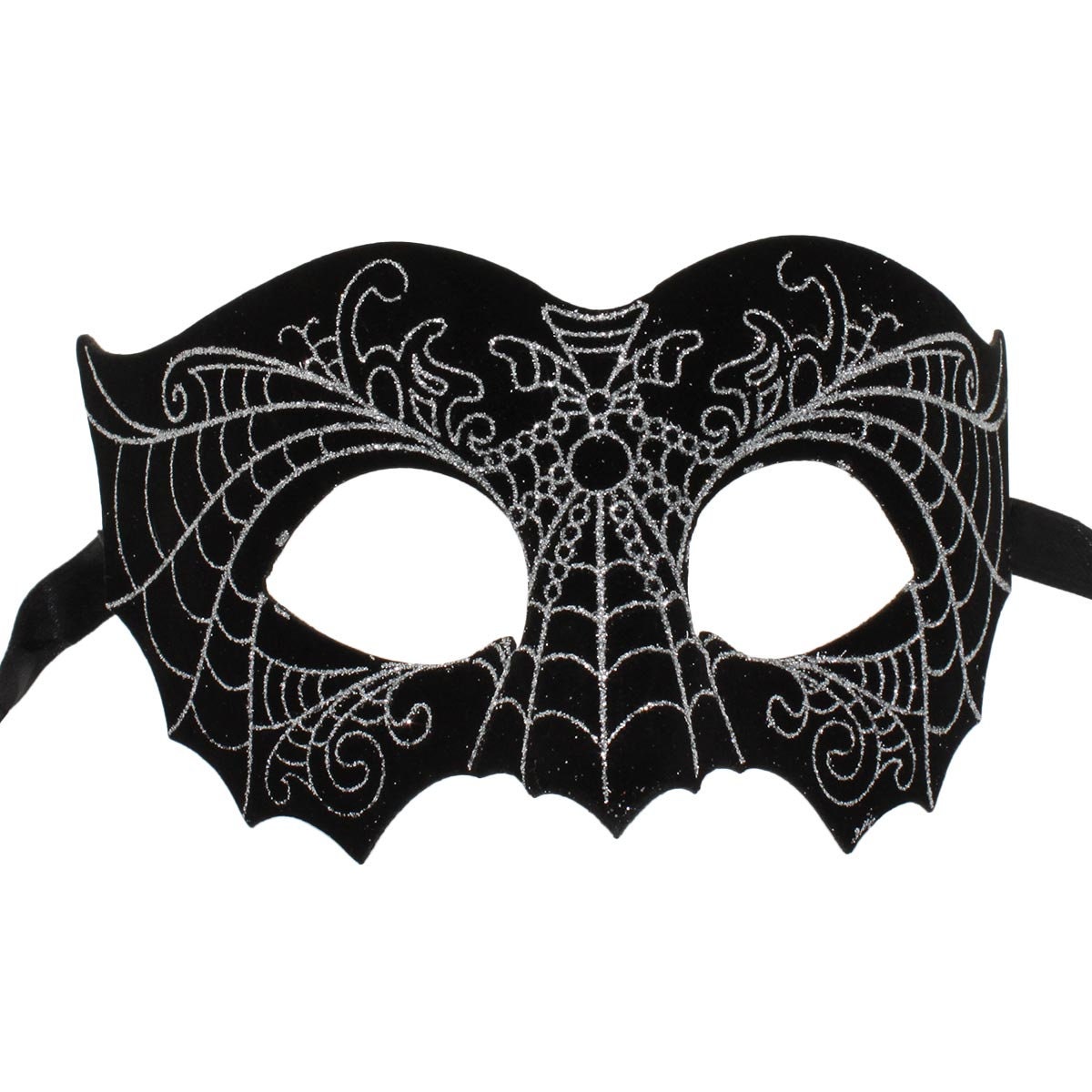 Black Velour and Silver Glitter Masquerade Mask, Masquerade Ball & Party Mask, Halloween Mask, Unisex Masquerade Mask